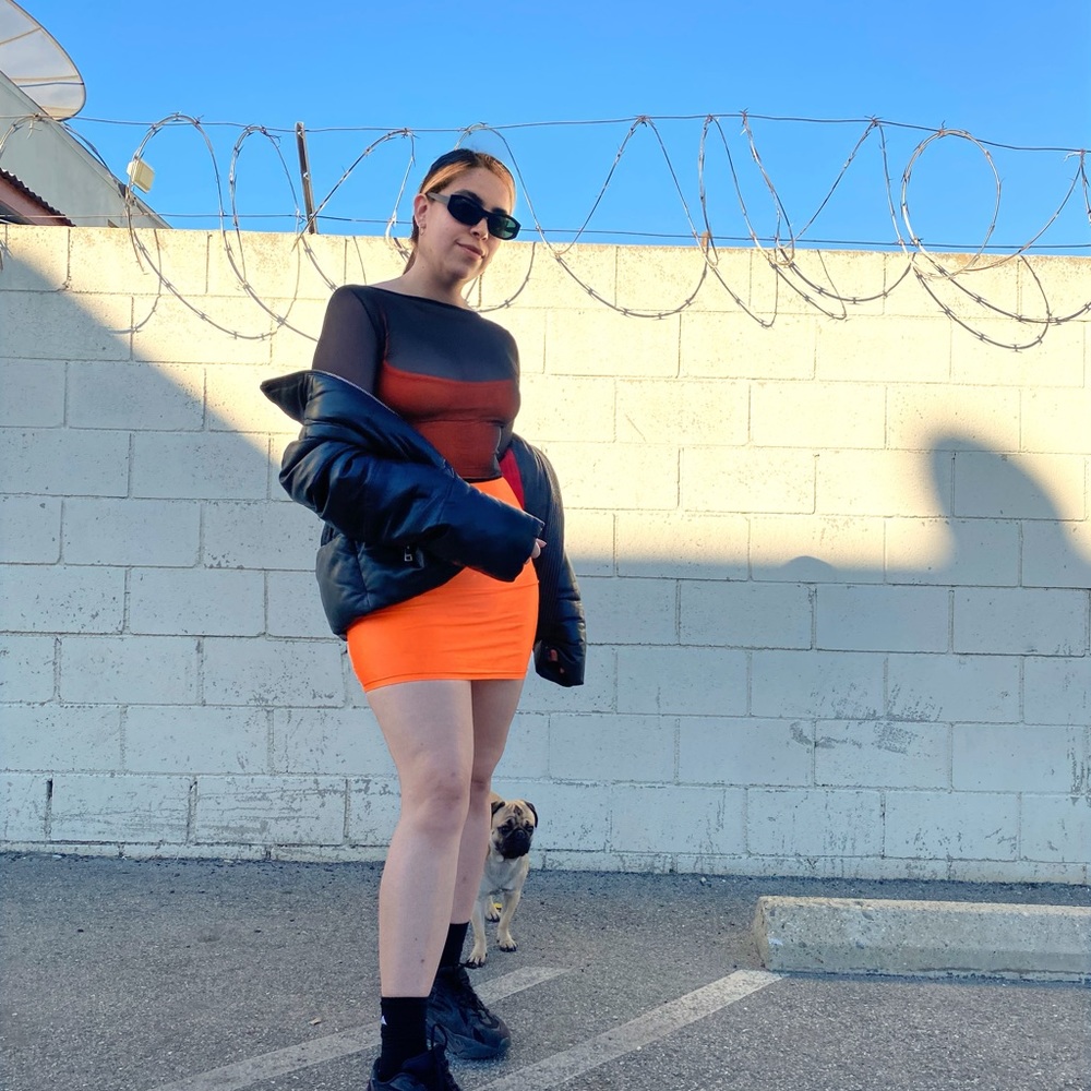 Orange body dress